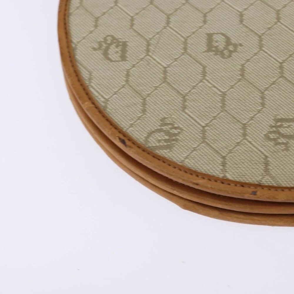 Christian Dior Honeycomb Canvas Shoulder Bag PVC Beige Gold Auth BA5629 - Picture 4 of 16